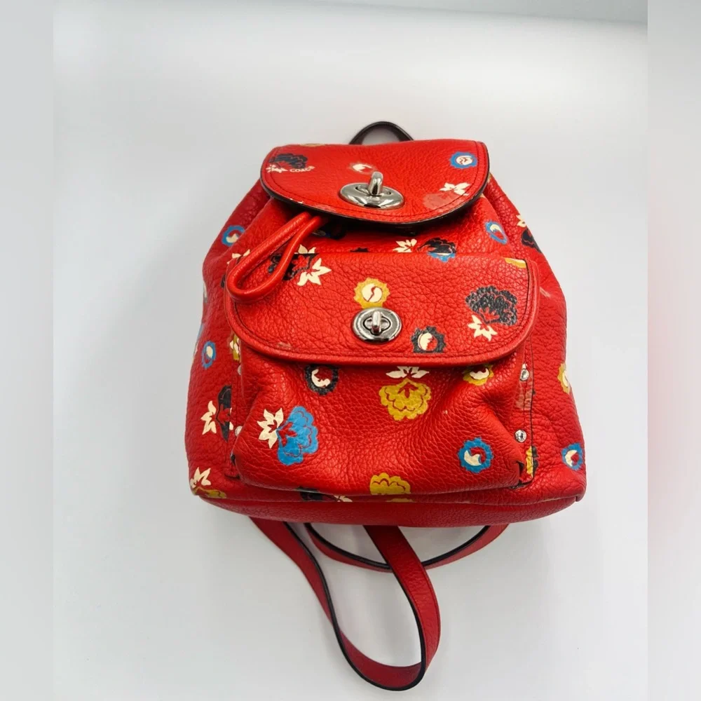 Coach Mini Turnlock Rucksack Floral Print Backpack - Picture 2 of 11